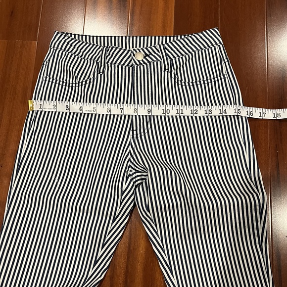 Altar'd State Blue‎ White Jeans Flare Bell Bottom Pants Striped Frayed 70s Sz XS - Picture 8 of 9